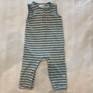 Little Planet by carter's Organic Cotton Terry Jumpsuit Blue White Stripe 12m